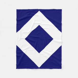 Cobertor De Velo Diamante Azul Profundo, Borda Branca Negrito