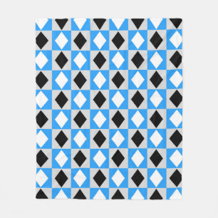Cobertor De Velo Diamante Rhombus Geométrico Azul Preto