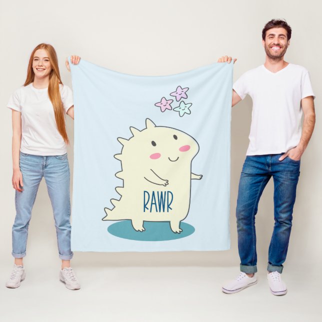 Cobertor De Velo Dino Amarelo Bonito com Estrelas Felizes (In Situ)