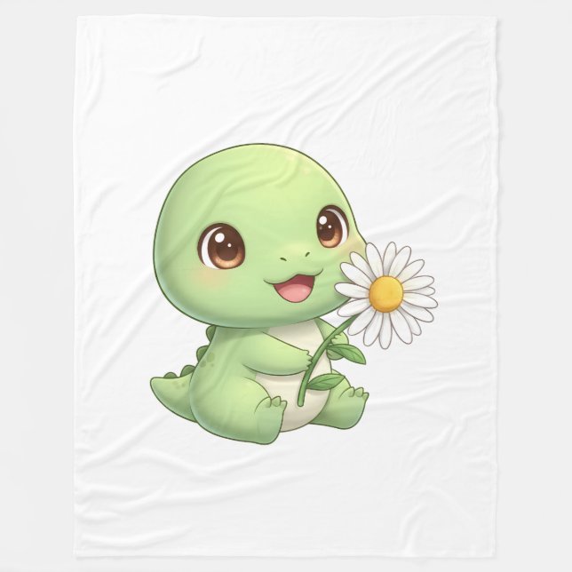 Cobertor De Velo Dino Com Flor (Frente)