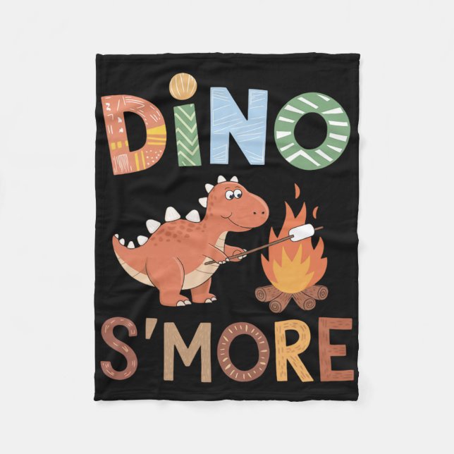 Cobertor De Velo Dino S'more Dinosaur Trex Camping Smores Kawaii S' (Frente)