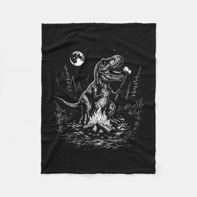 Cobertor De Velo Dinosaur retrô s'mores fogueira lua trailer (Frente)