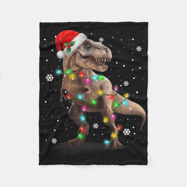 Cobertor De Velo Dinosaur T-rex Tree Christmas Xmas Pet Dino Trex  (Frente)