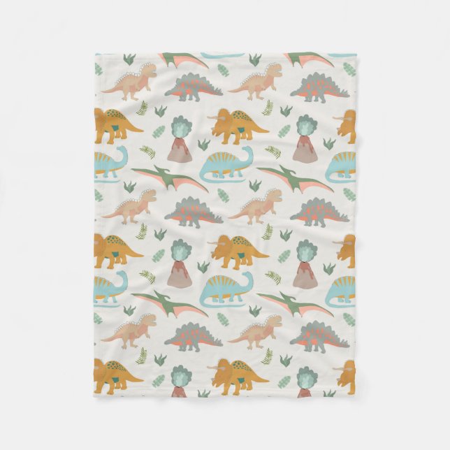 Cobertor De Velo Dinosaurs Kids Hand Drawn Boho Dinosaur Bedroom (Frente)