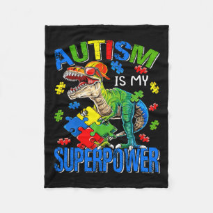 Cobertor De Velo Dinossaur Rex Autism É Meu Superpoder Autismo Awar