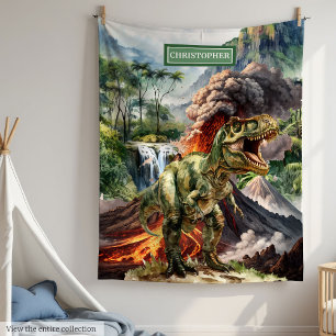 Cobertor De Velo Dinossauro Personalizado Blanket Boy Birthday T-Re