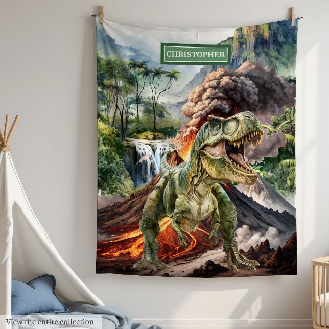 Cobertor De Velo Dinossauro Personalizado Boys em Aberto Dão Água-C (Personalized Dinosaur Blanket Boys Gift Watercolor)