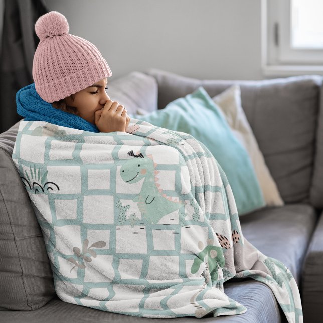 Cobertor De Velo Dinossauro Simples Design de Criança Escandinava (Dinosaur Simple Scandinavian Child Design Fleece Blanket)