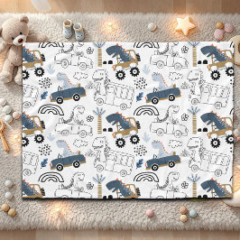 Cobertor De Velo Dinossauros Amigáveis no Padrão de Carros