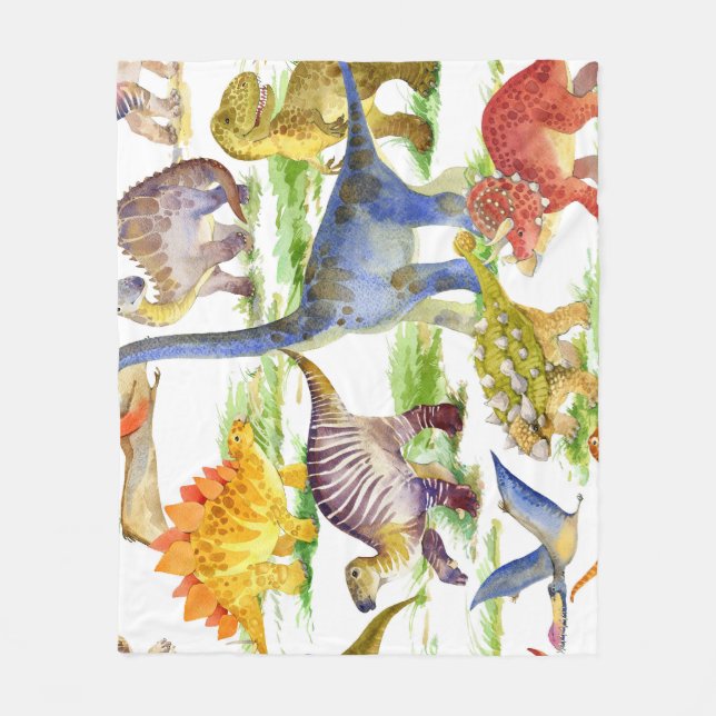 Cobertor De Velo Dinossauros Cachorros Arte Sem Costura (Frente)