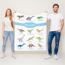 Dinossauros Coloridos com nomes Azul Padrão