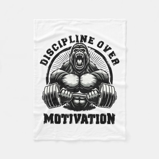 Cobertor De Velo Discipline Over Motivation Weightlift Gym Quotes G (Frente)