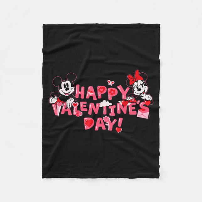 Cobertor De Velo Disney Mickey Mouse e Minnie Mouse Feliz Dia dos N (Frente)