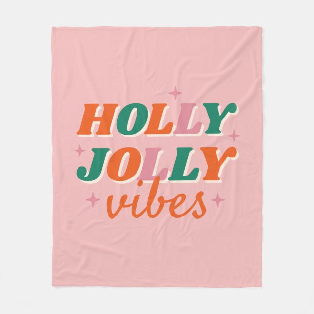Cobertor De Velo Diversão Holly Jolly Vibes Design de Natal (Frente)
