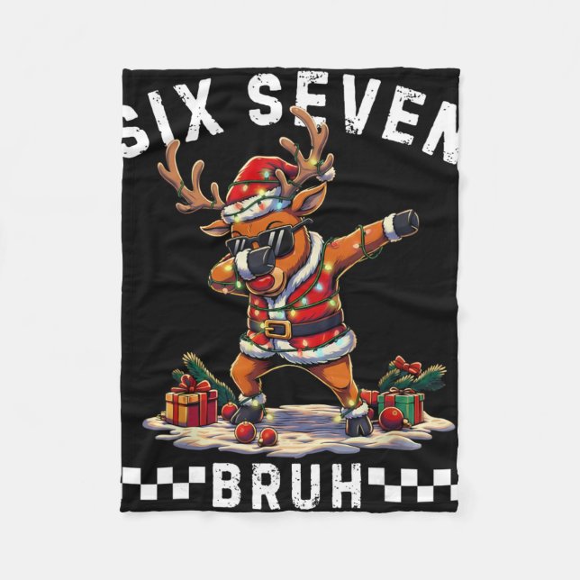 Cobertor De Velo Divertido 67 Natal Seis Sete Meme Dabbing Rena (Frente)
