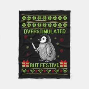 Cobertor De Velo Divertido Superestimulado Mas Festivo Natal Feio P