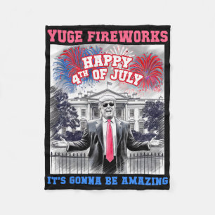 Cobertor De Velo Divertido Trump Feliz 4 De Julho Yuge Fogos De Art