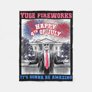 Cobertor De Velo Divertido Trump Feliz 4 De Julho Yuge Fogos De Art
