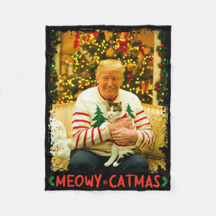Cobertor De Velo Divertido Trump Natal Amantes de Gatos Meowy Catma