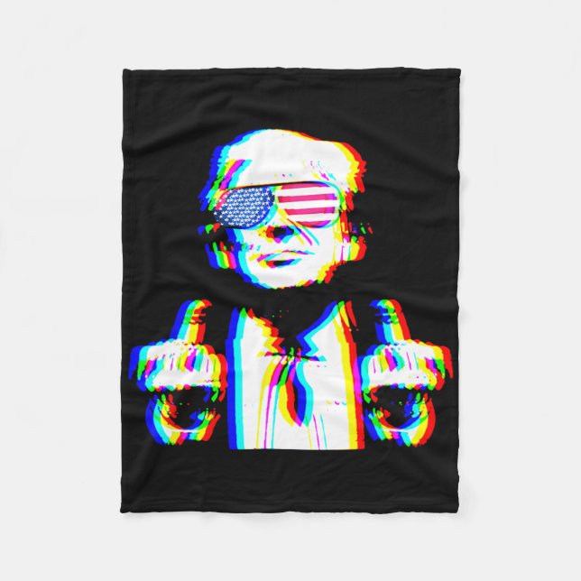 Cobertor De Velo Divertido Trump Psicodélico Edm Trippy Vaporwave T (Frente)