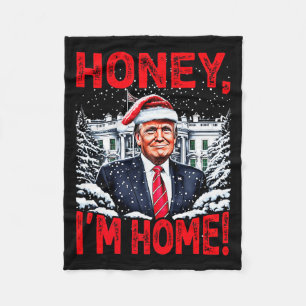 Cobertor De Velo Divertido Trump Xmas Querida Estou Em Casa Donald