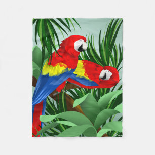 Cobertor De Velo Do Macaw do papagaio escarlate dos presentes do