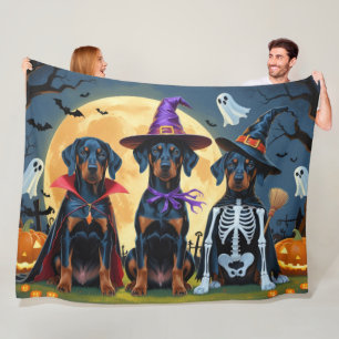 Cobertor De Velo Doberman Dogs Pumpkin Halloween Engraçado