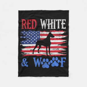 Cobertor De Velo Doberman Pinscher American Flag Usa Red White E