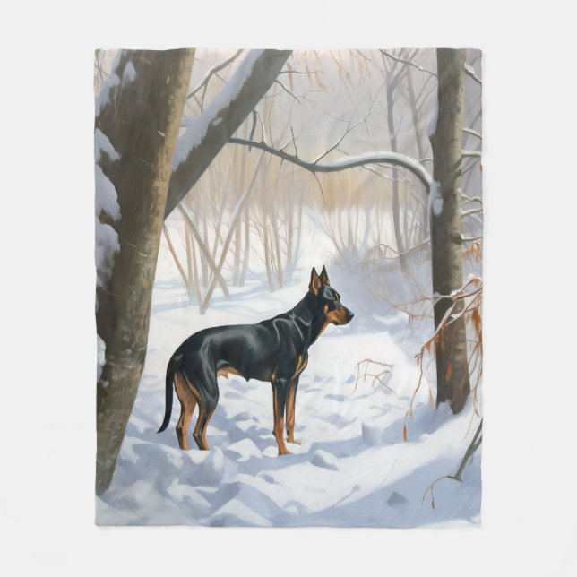 Cobertor De Velo Doberman Pinscher Deixe Nevar Natal (Frente)