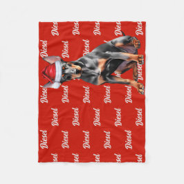 Cobertor De Velo Doberman Pinscher Santa Dog Custom Name Christmas