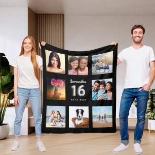 Cobertor De Velo Doce 16 foto de colagem preta de prata