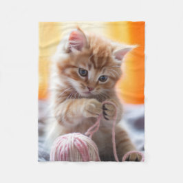 Cobertor De Velo Doce gatinho laranja brincando com fio