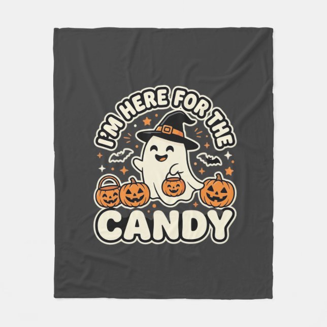 Cobertor De Velo Doces de Halloween Fantasma Desenho de Abóbora (Frente)