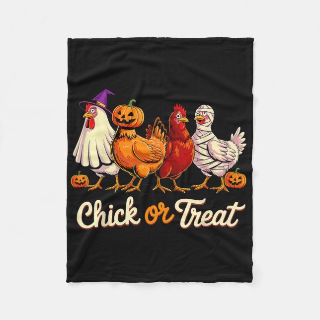 Cobertor De Velo Doces ou Travessuras Bruxa de Halloween Frango Ass (Frente)