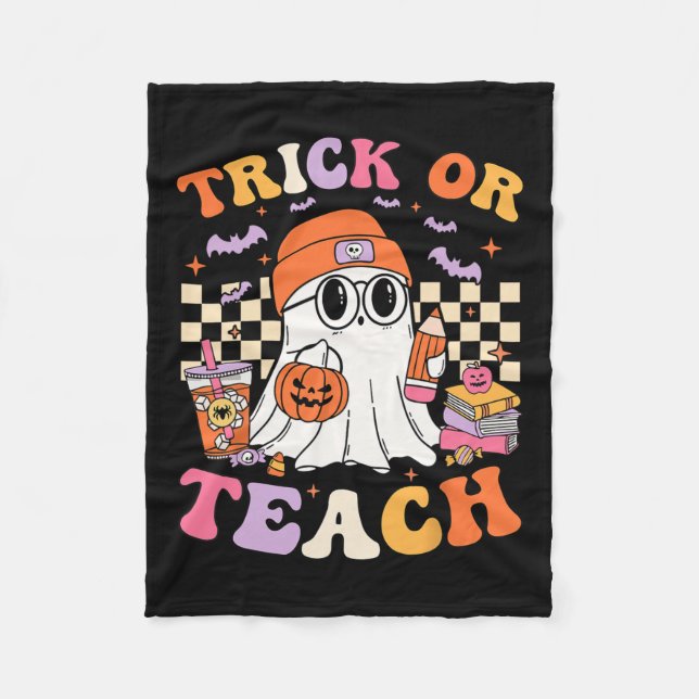 Cobertor De Velo Docinho De Halloween Ou Café Fantasma De Ensino (Frente)