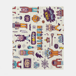 Cobertor De Velo Dodles de Halloween, desenho de desenho animado.