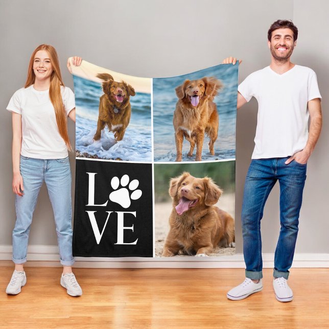 Cobertor De Velo Dog Lover Heart Love Photo Collage Pet (Criador carregado)