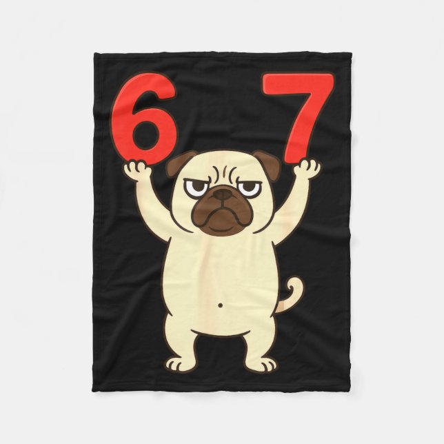 Cobertor De Velo Dog Pug Funny 67 Meme Six Seven  (Frente)
