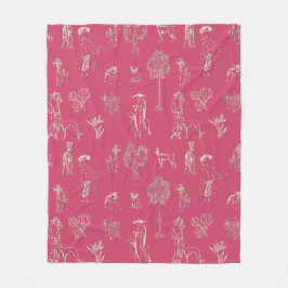 Cobertor De Velo Dogs Lady Toile de Jouy Dark Cor Rosa