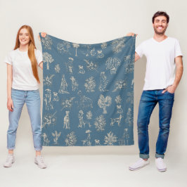 Cobertor De Velo Dogs Lady Toile de Jouy Dark Turquoise
