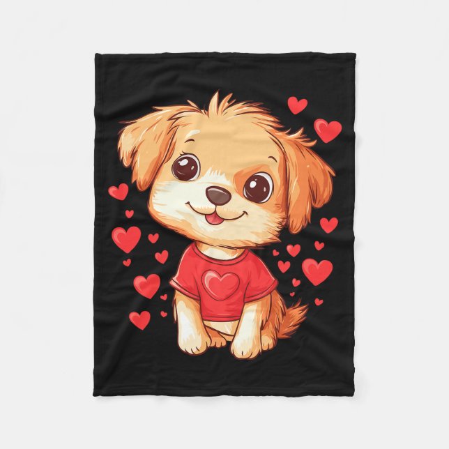 Cobertor De Velo Dogs Lover Heart Girls Puppy Valentine’s Day Women (Frente)