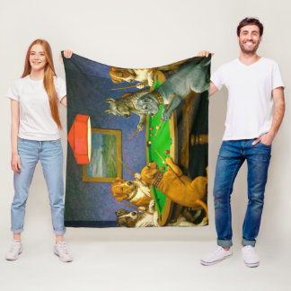 Cobertor De Velo Dogs Playing Snooker Billiards Fun Spoof