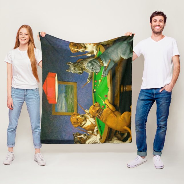 Cobertor De Velo Dogs Playing Snooker Billiards Fun Spoof (In Situ)