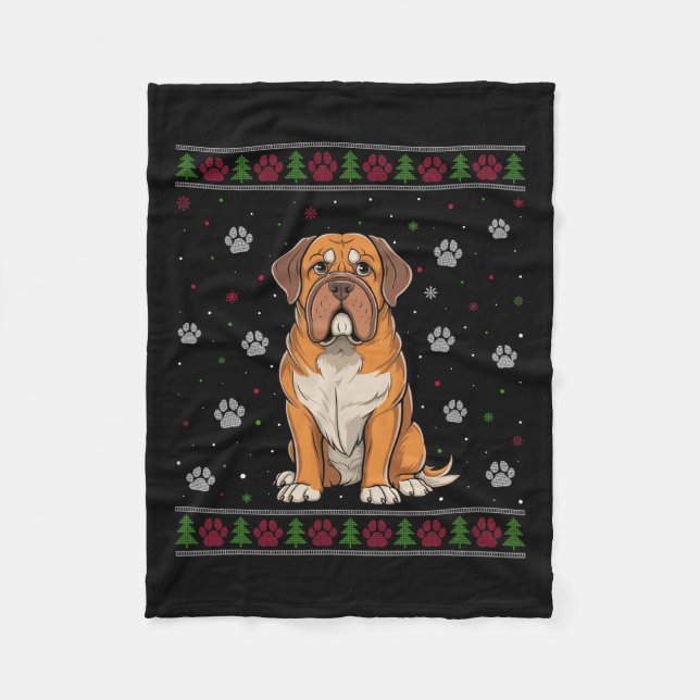 Cobertor De Velo Dogue De Bordeaux Christmas Sweet Xmas Pet Dog L (Frente)