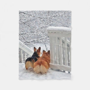 Cobertor De Velo Dois Corgis na neve