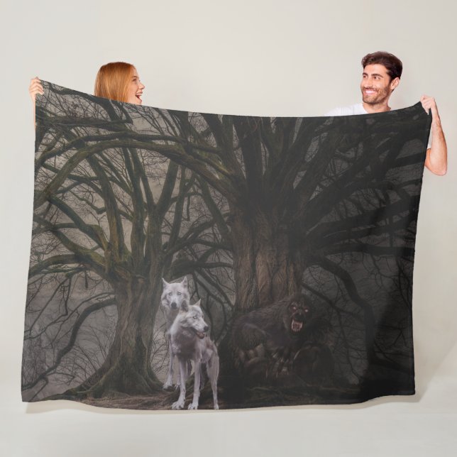 Cobertor De Velo DOIS WOLVES e um WEREWOLF (In Situ)