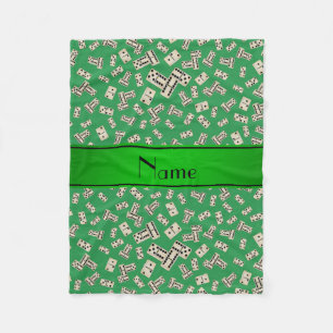 Cobertor De Velo Dominos verdes de nome personalizado
