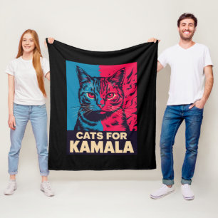 Cobertor De Velo Dona de Gato sem Filhos está votando em Kamala Har