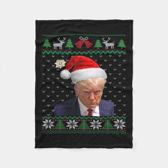 Cobertor De Velo Donald Trump Mug Shot no Natal (Frente)