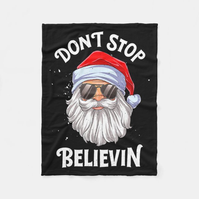 Cobertor De Velo Dont Stop Believin Santa Christmas Boys Kids _1  (Frente)